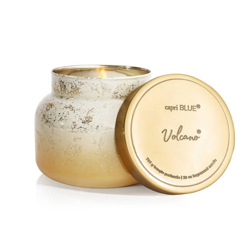 Capri Blue Glimmer Oversized Jar Candle - Volcano Scented Candle with Ombre Glass Candle Holder - Luxury Aromatherapy Candle - White and Gold Candle (28 oz) - Image 2